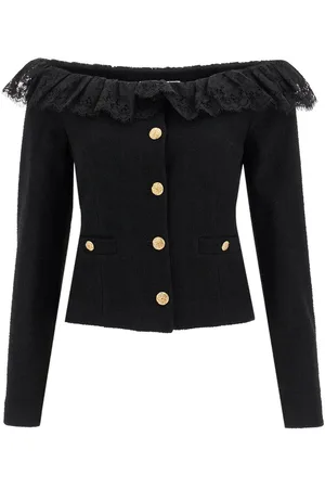 Alessandra Rich Off-shoulder Tweed Bou