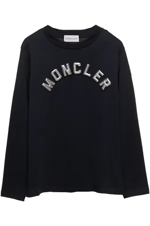 Moncler Long-sleeve T-shirt With Logo Lettering Patch In Polyamide Girl