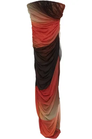 The Attico Ruched-detail Strapless Midi Dress
