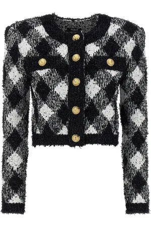 Balmain Vichy Tweed Short Jacket