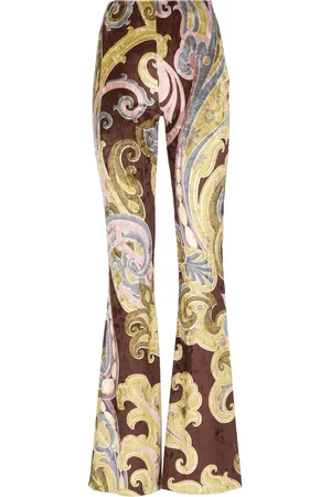 Etro Paisley Print Velvet Trousers
