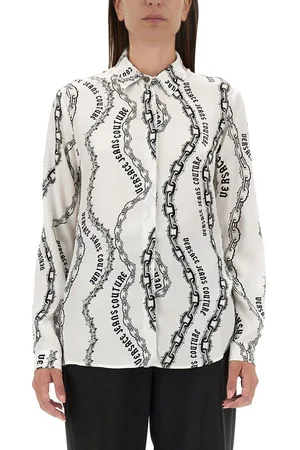 VERSACE Chain Couture-print Long-sleeved Shirt