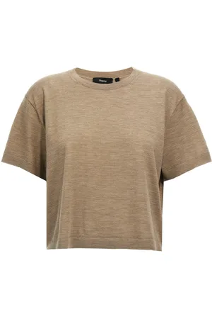 THEORY Cropped Knitted T-shirt