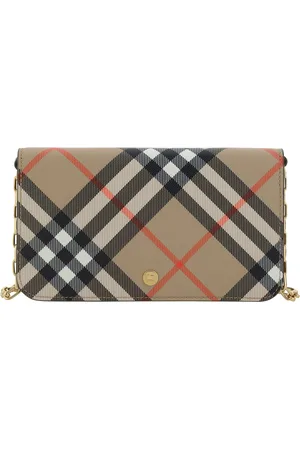Burberry Checked Folded-top Chain Strap Wallet