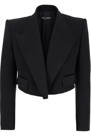 Dolce & Gabbana Spencer Single-breasted Cropped Jacket With Peak Revers In Velvet Woman