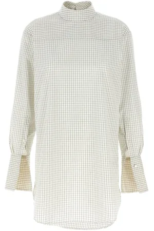 DRIES VAN NOTEN Grid Mock-neck Long Sleeved Shirt