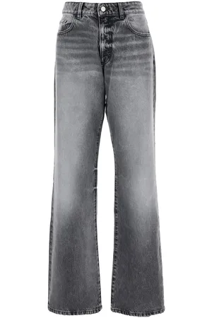 Icon Denim Jeans With Wide Leg And Logo Patch On The Rear In Denim Woamn