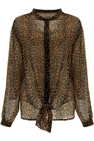 Saint Laurent Leopard Print Sheer Shirt