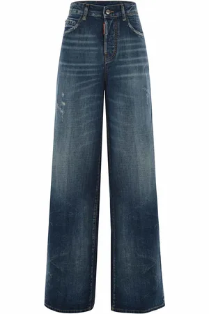 Dsquared2 Distressed Wide-leg Denim Jeans