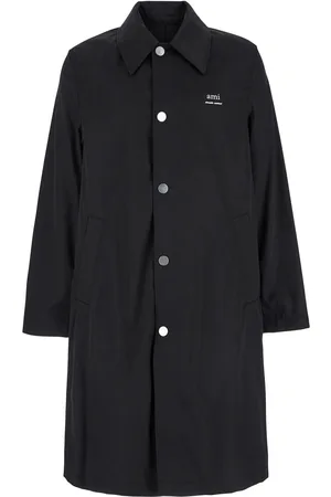 Ami Coat With Classic Collar And Front Button Closure In Cotton Blend Man