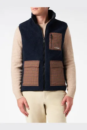 MC2 SAINT BARTH Man Sherpa Vest Jacket With Check Patch Pockets