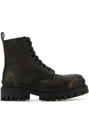 Balenciaga Brown Leather Strike Ankle Boots