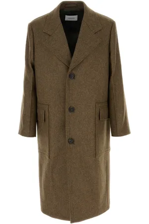 Salvatore Ferragamo Melange Mud Wool Coat