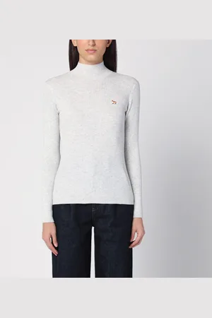 Maison Kitsuné Light Grey Wool And Cotton Turtleneck