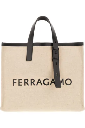 Salvatore Ferragamo Sand Canvas Shopping Bag