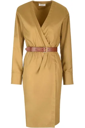 Saint Laurent Wrap Midi Dress