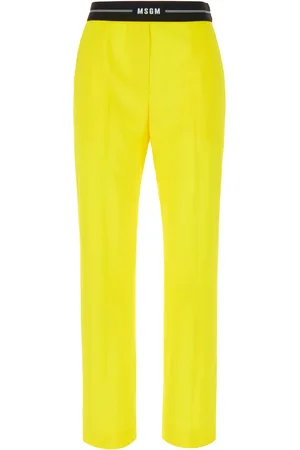 Msgm Fluo Yellow Stretch Wool Pant