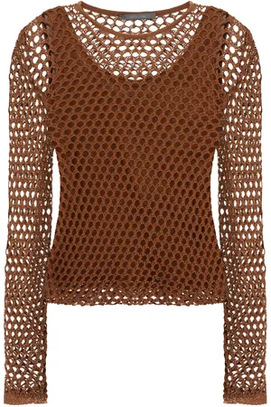 Alberta Ferretti Brown Mesh Top