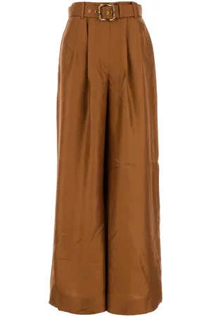 ZIMMERMANN Caramel Silk Illustration Wide-leg Pant