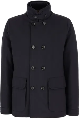 MOORER Midnight Blue Fabric Bas Down Jacket