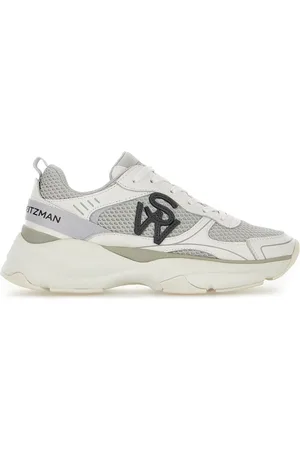 Stuart Weitzman White Leather And Mesh Sneakers