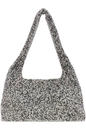 KARA Embellished Fabric Crystal Mesh Shoulder Bag