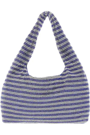 KARA Embellished Fabric Mini Crystal Mesh Shoulder Bag