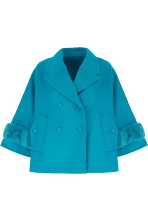 ERMANNO SCERVINO Turquoise Wool Blend Coat