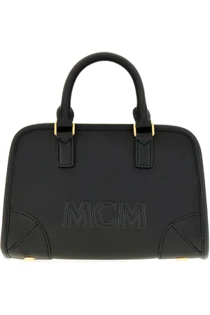 MCM Black Leather Aren Boston Mini Handbag