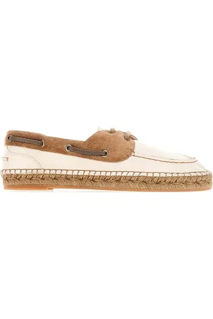 Brunello Cucinelli Ivory Leather Loafers