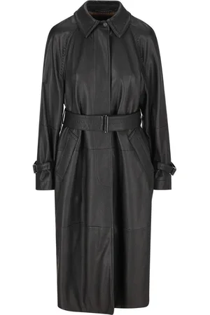 Max Mara Bellico Belted Leather Trench Coat