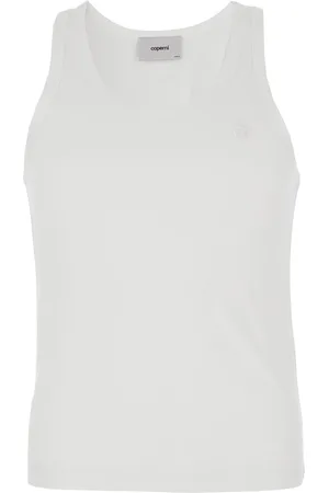 COPERNI Sleeveless Tank Top With Round Neck And Tonal Logo Patch On The Front In Cotton Blend Man
