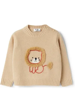 Il gufo Root Wool Sweater With Embroidered Lion