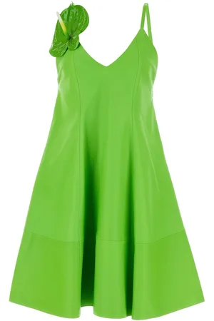 Loewe Fluo Green Leather Mini Dress