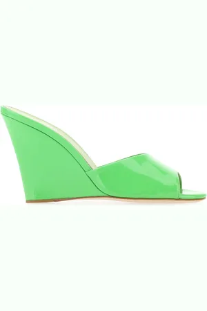 PARIS TEXAS Green Leather Wanda Mules