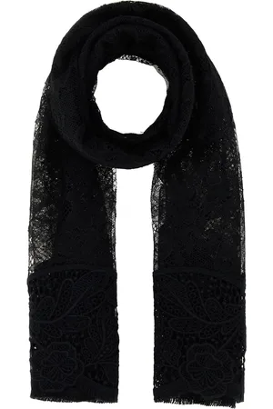 VALENTINO GARAVANI Lace Detaile Flower Embroidered Scarf
