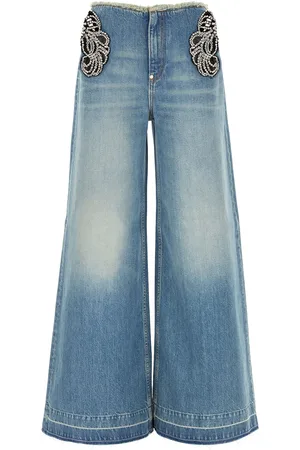 Stella McCartney Embellished Feather Cut Out Jeans