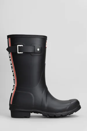 Hunter Original Short Tri Low Heels Boots In Rubber/plasic