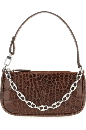 By Far Chocolate Leather Rachel Handbag
