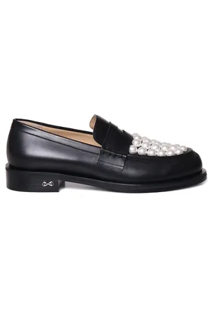 Mach & Mach Calfskin Loafers With Pearls
