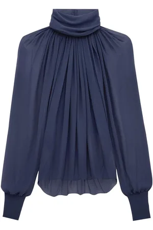 Saint Laurent Turtleneck Flare Detailed Blouse