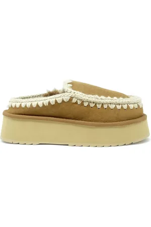 Mou Eskimo Leather Wool Rubber Platform Clog