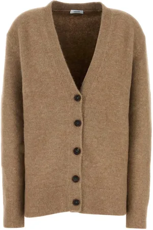Salvatore Ferragamo Camel Stretch Alpaca Blend Oversize Cardigan