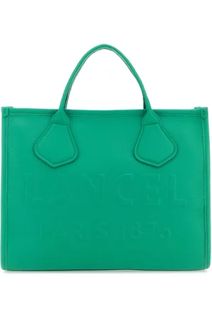 LANCEL Emerald Green Leather Jour Medium Shopping Bag