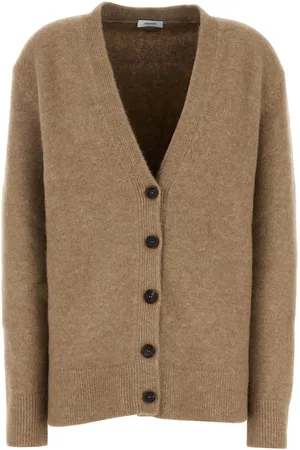 Salvatore Ferragamo Camel Stretch Alpaca Blend Oversize Cardigan