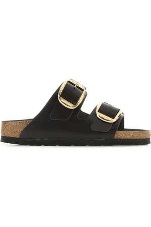 Birkenstock Dark Brown Leather Arizona Big Buckle Slippers