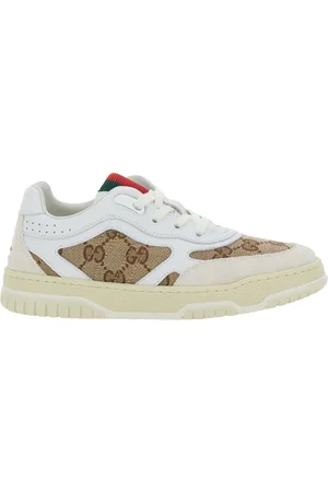 Gucci Low Top Sneakers With Web Detail In Gg Supreme Canvas And Leather Boy