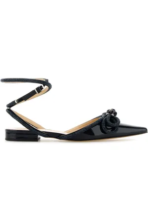 Mach & Mach Midnight Blue Leather Double Bow Ballerinas