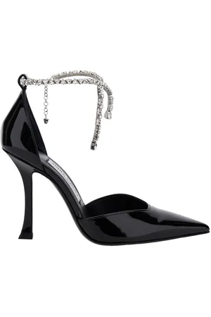 Jimmy Choo Stevie Pumps With Crystal Embellished Strap And High Sculpted Heel In Leather And Crystals Woman