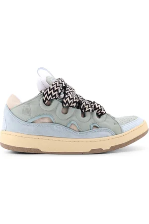 Lanvin Curb Leather, Suede And Mesh Sneakers